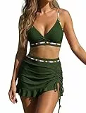 OUSIMEN Damen Bikini Badeanzug Set Sexy Badeanzug Bademode Hohe Taille Farbblock Zweiteiliger Kordelzug Badeanzüge Bikinis für Frauen