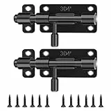 Türriegel Edelstahl 2 Stück Schieberiegel Riegelschloss mit Schrauben Schiebeschloss Schwarz Schlossriegel für Gartentor Badezimmer Fenster Schlafzimmer