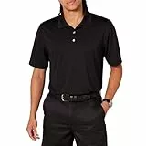 Amazon Essentials Herren Golf-Poloshirt, Feuchtigkeitsableitend Schnell Trocknend, Kurzarm, Schwarz, L