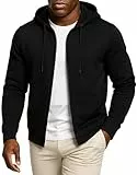 Leif Nelson Herren Sweatjacke mit Kapuze, Leichte Zip Hoodie Jacke für Sport & Freizeit, Basic Übergangsjacke Männer mit Reißverschluss, Atmungsaktiv & Bequem, S-XXL, Schwarz, Größe XL