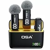 OSA Lavalier Mikrofon für Telefon mit Ladekoffer und Transmitter Digitalanzeige - 2er Set, für USB C Telefon, Aufnahme, Professionelle Videoaufnahme, Ansteckmikrofon