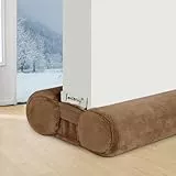fowong Upgrade Verstellbare Zugluftstopper für Türen 80-100cm,Doppelseitiger Türdichtung Windstopper, Einfache Installation zum Blockieren von Lärm, Zugluft, Licht, Staub,Unterspalte 1.8-5cm,Braun