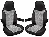 BREMER SITZBEZÜGE Maß Piloten Schonbezüge Sitzbezüge kompatibel mit Wohnmobil Camper Ducato Fahrer & Beifahrer 813 Schonbezug Set in Schwarz/Grau