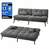 LUCKRACER Sofa 3 Sitzer Sofa Schlafsofa mit Schlaffunktion, überzug Futon Klappsofa, Bettcouch, ecksofa, Couch, 5 Verstellbare Winkel, Ideal für Wohnungen Wohnzimmer aus Stoff Grau