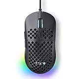 Dierya M1SE Gaming Maus mit Kabel, Ultra-Leicht, 12800DPI Sensor, 6 Programmierbare Tasten, RGB-Beleuchtung & Paracord-Kabel - Mattschwarz