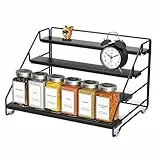 Gewürzregal Stehend 4 Etagen, Metall Gewürzständer Einstellbar ohne Bohren, Gewürz Organizer für Küchen Schrank, Platzsparendes Gewürzregal Organizer für Arbeitsplatte, Sammlerstücke Aufbewahrung