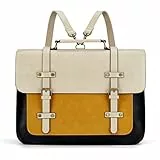 ECOSUSI Damen Laptoptasche, 15,6 Zoll, Handtaschen, Schulterriemen, PU-Leder, Vintage, Schulranzen, Lehrer, Aktentasche, Arbeit, Schüler, abnehmbarer Schultergurt, braun, L, Retro