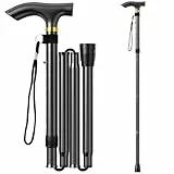 Maxentico Gehstock Herren(Schwarz), Folding Damen Spazierstock Gehhilfen Walking Stick, Gehhilfe Stock für Senioren Erwachsene Mit Clever Cane, teleskop Klappbar Faltbare Gehstöcke Reisestock