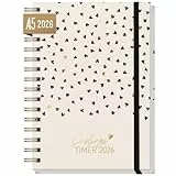 Häfft® Lieblings-Timer Kalender 2026 A5 'Golden Hearts' Hardcover Terminplaner, Spiralkalender, Terminkalender, Wochenplaner, Ringbuch Planner - nachhaltig & klimafreundlich