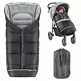 Zamboo Fußsack für Joie Buggy Sportwagen (passend für Litetrax, Mytrax, Chrome) - Winterfußsack für Kinderwagen, mit Reflektor, Kapuzenfunktion & Tasche - Schwarz