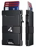 dwnkove Kartenetui Herren, Aluminium Minimalist Metall Pop-Up Slim Wallet mit Langlebiger Erweiterbarer Rückplatte, RFID Schutz, Wallets for Men, Fronttasche Kreditkartenetui (Schwarz-1)
