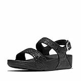 Fitflop Damen Lulu Crinkled-Shimmer Back-Strap Sandalen, schwarz metallic, 41 EU