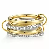 Emibele Stapelbare Ringe Für Frauen, Nicht Anlaufen Gold Ringe, Silber Zierliche Kubische Zirkonia Bands, Zwei Getönten Gemischten Metall Stacking Band, Schmuck Geschenke Für Frauen, Größe 6