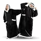 Übergroße Sherpa Hoodie Sweatshirt Decke Weiche Gemütliche Warme Riesen Hoodie Kuscheldecke mit Ärmeln Kapuzenpullover Super Weich und Bequem Weihnachtspullover Geeignet für Erwachsene, Männer, Frauen