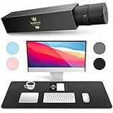 HAMZAM PU Leder Schreibtischunterlage schwarz 90x40cm - Premium Schreibunterlage Schreibtisch hochwertig genäht - Schreibtisch Unterlage schwarz mit Mauspad Funktion - Tischunterlage Schreibtisch