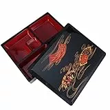 BESTonZON Japanische Bento Box Mittelgroß Mit 5 Fächern Lunchbox Aus Holzmaserung Für Büro Schule Und Reise Traditioneller Sushi Behälter 11.81X9.45X2.56 Zoll
