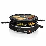 Tristar Raclette für bis zu 6 Personen mit 6 Pfännchen und Crêpe-und Grill-Bereich/Durchmesser 29 cm, 800 W, schwarz, RA-2998