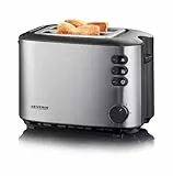 SEVERIN Automatik-Toaster mit 2 Toastschlitzen, mit Brötchenaufsatz, Edelstahl, zum Toasten, Auftauen und Erwärmen, 850 W, Edelstahl gebürstet/schwarz, AT 2514