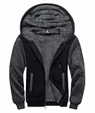 SwissWell Sweatjacke Herren mit Kapuze Zip Hoodie Gefüttert Fleecejacke Winter Outdoor Kapuzenjacke Pullover Schwarz 2XL