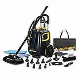 McCulloch MC1385 Deluxe Kanister Dampfreiniger mit 23 Zubehörteilen, chemikalienfreie Druckreinigung für die meisten Böden, Theken, Geräte, Fenster, Autos und mehr, 1 (Packung), Schwarz