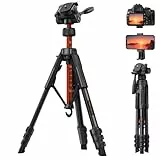 Lamicall Stativ Kamera, Kamerastativ Tripod - [Patentierte Schnellöffnung] Super Stabiles Camera Tripod mit 8KG Tragkraft & 4-Stufige Höhenverstellung, 170cm Reisen Dreibein-Stative mit Handyhalterung