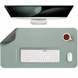 Jumdast Schreibtischunterlage, Doppelseitige Rutschfeste Tischunterlage Multifunktionales Office Mousepad Laptop Schreibunterlage Kunstleder Schreibtischmatte(Grau Salbeigrün,40 x 80 cm)