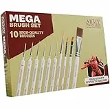 The Army Painter, Mega Brush Set, 10 Wargamer-Miniaturenpinsel – 3 für Layering, 2 für Drybrushing, 3 für Detailarbeiten & 2 für große Modelle