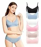 POWER FLOWER 6er-Pack Damen Sport-BHS, Nahtlose Yoga-BHS mit Abnehmbaren Pads, Komfortables Trägerdesign, Größen S-XL (3007, S-M)