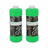 Relaxdays Seifenblasen Nachfüllflasche, 2er Set, je 1 Liter Seifenblasenflüssigkeit, für Seifenblasenmaschine, grün