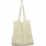 WantGor Häkeltaschen, Strand Mesh Tragetasche Damen Umhängetasche Einkaufstasche Lässige Reisetaschen Tasche faltbar Hobo Taschen (Beige)