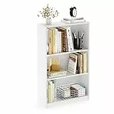 Furinno JAYA Simple Home Bücherregal mit 3 Ebenen, verstellbarem Regal, Weiß