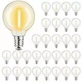 Yuusei G40 LED Glühbirnen für Solar Lichterkette Aussen, 30-Packung, 1W E12 Ersatzleuchtmittel, IP45 Wasserdicht, 2700K Warmweiß dc3V Zerschlagungsfest für Garten, Terrasse, Balkon, Party