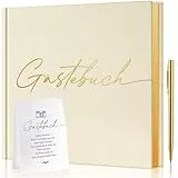 AISBUGUR Gästebuch Hochzeit: Geburtstag Personalisiertes – 100 Seiten Blanko Hochzeitsbuch & Hochzeitsalbum für Hochzeit, Party, Baby Shower, Weihnachten – Inkl. Stift, Schild & Box