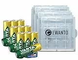 12x für Varta Zelle AA Akku Mignon NiMH 2600mAh 1,2V Ready to use 5716 Bulk 4X Batteriebox/Akkubox zu Aufbewahrung von 4 STK. Mignon (AA) oder Micro (AAA) Batterien und Akkus mit Logo