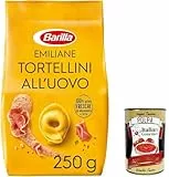 6x Barilla Pasta all' Uovo Le Emiliane Tortellini con Prosciutto Crudo , Eiernudeln, Pasta mit Ei 250g + Italian Gourmet polpa 400g