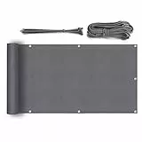 Sekey Balkon Sichtschutz Balkonabdeckung HDPE 220 g/m², 75x600cm, Leicht Transparent Wind- und UV-Schutz Wetterfest, mit Ösen, Nylon Kabelbinder und Kordel, Anthrazit