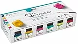 KREUL 75601 - Acryl Mattfarben im Color Living Set , cremig deckende, schnelltrocknende Farbe auf Wasserbasis, für viele verschiedene Untergründe geeignet, 6 x 20 ml Farbe und ein Pinsel