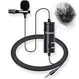 Nicama LVM1 Lavalier Mikrofon mit 1 Windschutzscheibe, Kondensator Freisprech Ansteck Revers Mikrofon für iPhone Smartphones Canon Nikon DSLR Camcord