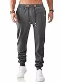 JMIERR Herren Hose Casual Jogginghose Herren Warme Gefütterte Trainingshose Männer Hosen mit Taschen Carbongrau XL