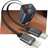 RAMPOW Zigarettenanzünder USB C, Auto Zubehör 65W Auto ladegerät Kfz Zubehör, 4in1 Einziehbares Auto Ladegerät Zigarettenanzünder Schnellladegerät mit iPhone 16/15/14/13, Samsung S24/S23, iPad
