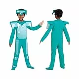 Disguise Offizielles Minecraft Kostüm Kinder Diamant Rüstung Karneval Kostüm Minecraft Faschingskostüme Kinder M, Diamond Armour, 7-8 Jahre