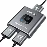 GANA HDMI-Splitter 4 K, 2 in 1 oder 1 Eingang, 2 Ausgänge aus Aluminium, für TV, PC, Laptop, DVD, PS4, PS3, Xbox 360, Xbox One, TV Stick, Spielbox, Player