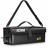 HENMI Ebike Akku Tasche, Feuerfeste akku Tasche bis 1000 °C, Akkutasche ebike Fahrrad Feuerfest Wasserdicht für Lagerung, Transport, Laden （ 49 x 15 x 15 cm）