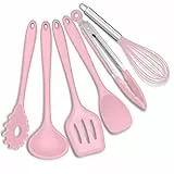 Joyfair Küchenutensilien Set, 6 Stück Silikon Küchenhelfer Kochbesteck Set, Rosa Antihaft Pfannenwender Küchen zum Kochen & Backen, Hitzebeständiger & Lebensmittelqualität, Spülmaschinenfest