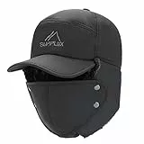 Wintermütze Herren Schirmmütze Verdickung Einstellbar Schiebermütze mit Ohrenschützer Gesichtsschtuz Skimütze Fleecefutter Warmmütze Motorrad Outdoor Kappe Weihnacht Geschenk für Vater Liebling