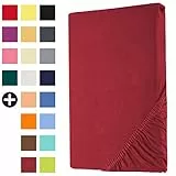 Heim24h Topper Spannbettlaken Spannbetttuch Jersey Bettlaken für Boxspringbett, Bordeaux - 140x200x15 cm