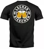 MoonWorks® Herren T-Shirt Backprint Lecker Bierchen Bier Motiv Alkohol Fun-Shirt Spruch Lustig Partyshirt Schwarz M