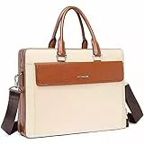 CLUCI Damen-Aktentaschen, Ölwachs, Leder, schmal, groß, Business, 39,6 cm (15,6 Zoll), Laptop, Vintage-Schultertasche für Herren, Beige With Brown, Large