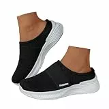Hsternexy Orthopädische Schuhe Damen Luftkissen Hausschuhe Hinten Offen Diabetiker Wanderschuhe Mesh Atmungsaktiv Sandals Air Cushion Slip On Walking Shoes Outdoor-Walkingschuhe,Schwarz,40/EU