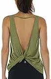 icyzone Damen Sport Tops Rückenfrei - Ärmellose Yoga Gym Oberteil Shirt Fitness Tank Top (L, Sweat PEA)